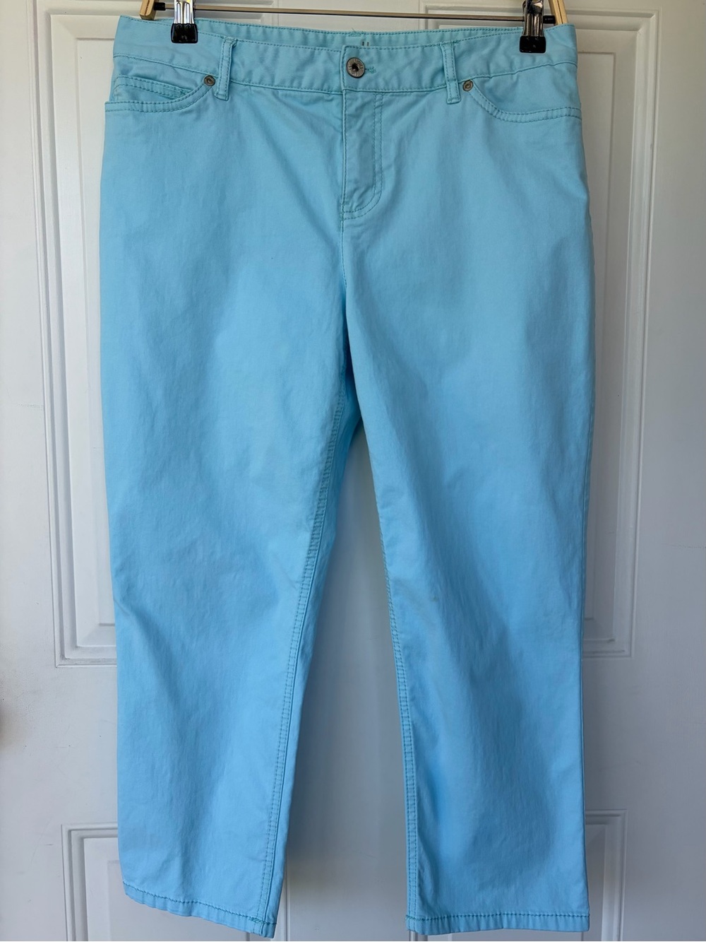 •J. Jill• Aqua Blue Authentic Fit Crop Pants - Size 10 Petite